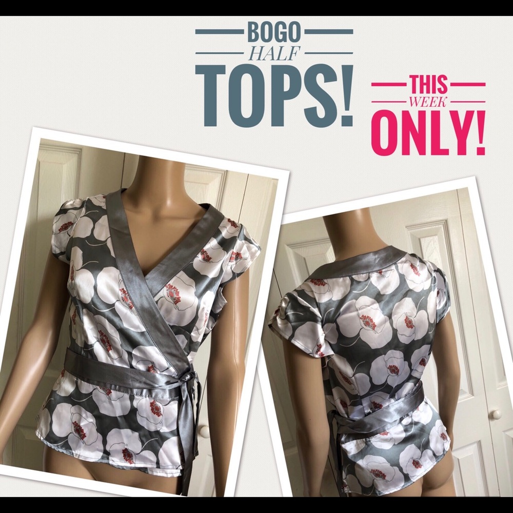BCBG MAX AZRIA POPPY WRAP BLOUSE XS